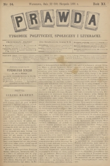 Prawda : tygodnik polityczny, społeczny i literacki. R.11, 1891, nr 34