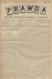 Prawda : tygodnik polityczny, społeczny i literacki. R.11, 1891, nr 35