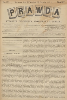 Prawda : tygodnik polityczny, społeczny i literacki. R.11, 1891, nr 37