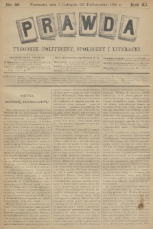 Prawda : tygodnik polityczny, społeczny i literacki. R.11, 1891, nr 45