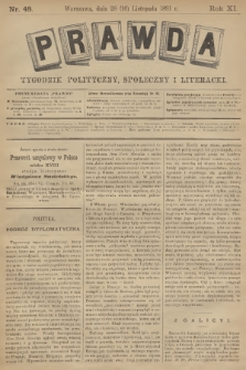 Prawda : tygodnik polityczny, społeczny i literacki. R.11, 1891, nr 48