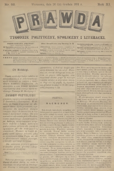 Prawda : tygodnik polityczny, społeczny i literacki. R.11, 1891, nr 52