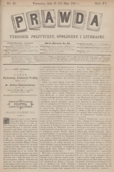 Prawda : tygodnik polityczny, społeczny i literacki. R.15, 1895, nr 21