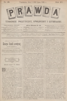 Prawda : tygodnik polityczny, społeczny i literacki. R.15, 1895, nr 28
