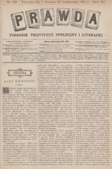 Prawda : tygodnik polityczny, społeczny i literacki. R.15, 1895, nr 40