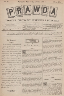 Prawda : tygodnik polityczny, społeczny i literacki. R.15, 1895, nr 51