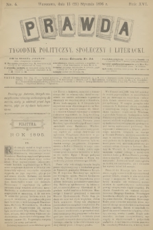 Prawda : tygodnik polityczny, społeczny i literacki. R.16, 1896, nr 4