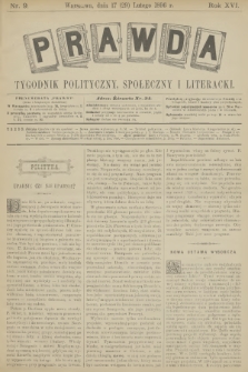 Prawda : tygodnik polityczny, społeczny i literacki. R.16, 1896, nr 9