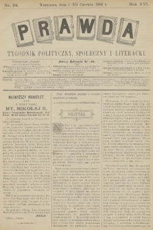 Prawda : tygodnik polityczny, społeczny i literacki. R.16, 1896, nr 24