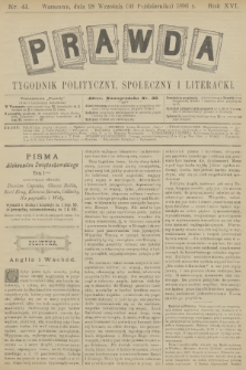Prawda : tygodnik polityczny, społeczny i literacki. R.16, 1896, nr 41
