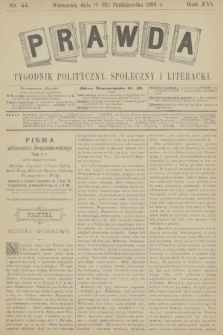 Prawda : tygodnik polityczny, społeczny i literacki. R.16, 1896, nr 44