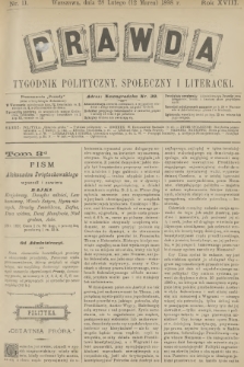Prawda : tygodnik polityczny, społeczny i literacki. R.18, 1898, nr 11