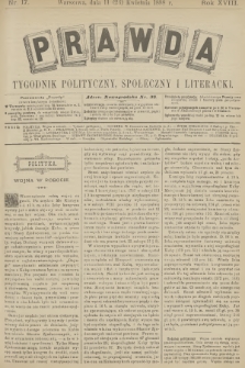Prawda : tygodnik polityczny, społeczny i literacki. R.18, 1898, nr 17
