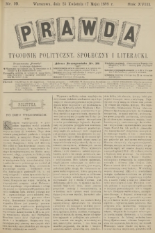 Prawda : tygodnik polityczny, społeczny i literacki. R.18, 1898, nr 19