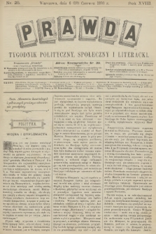 Prawda : tygodnik polityczny, społeczny i literacki. R.18, 1898, nr 25