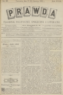 Prawda : tygodnik polityczny, społeczny i literacki. R.18, 1898, nr 26