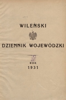 Wileński Dziennik Wojewódzki. 1931, skorowidz alfabetyczny