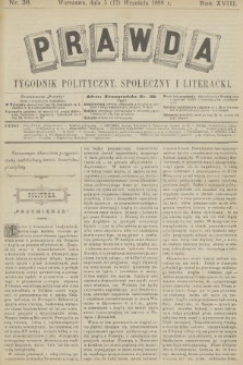 Prawda : tygodnik polityczny, społeczny i literacki. R.18, 1898, nr 38