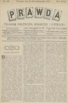 Prawda : tygodnik polityczny, społeczny i literacki. R.18, 1898, nr 43
