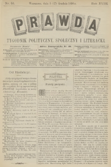 Prawda : tygodnik polityczny, społeczny i literacki. R.18, 1898, nr 51