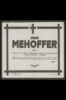 Józef Mehoffer malarz [...] zasnął w Panu dnia 7 lipca 1946 r. w Wadowicach [...]