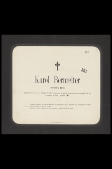Karol Bernreiter obywatel z Berna [...] przeżywszy lat 46, [...] przeniósł się do wieczności w dniu 1 grudnia 1869