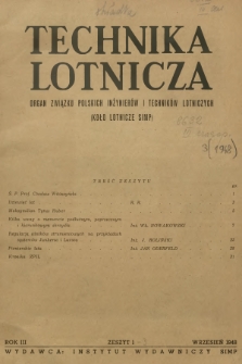 Technika Lotnicza : organ Związku Polskich Inżynierów i Techników Lotniczych (Koło Lotnicze SIMP). R.3, 1948, zeszyt 1