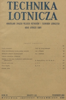 Technika Lotnicza : kwartalnik Związku Polskich Inżynierów i Techników Lotniczych (Koło Lotnicze SIMP). R.4, 1949, zeszyt 3