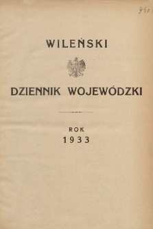 Wileński Dziennik Wojewódzki. 1933, skorowidz alfabetyczny