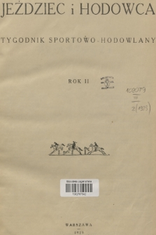 Jeździec i Hodowca : tygodnik sportowo-hodowlany. R.2, 1923, Spis rzeczy