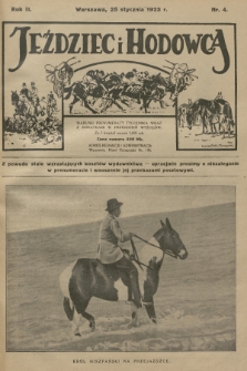 Jeździec i Hodowca : tygodnik sportowo-hodowlany. R.2, 1923, nr 4
