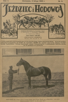 Jeździec i Hodowca : tygodnik sportowo-hodowlany. R.2, 1923, nr 6
