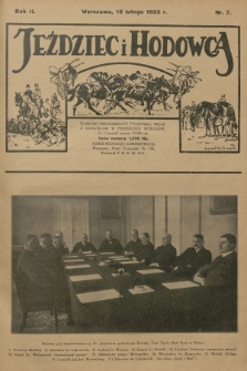 Jeździec i Hodowca : tygodnik sportowo-hodowlany. R.2, 1923, nr 7