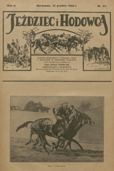 Jeździec i Hodowca : tygodnik sportowo-hodowlany. R.2, 1923, nr 50