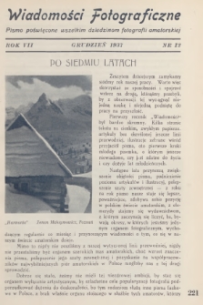 Wiadomości Fotograficzne : pismo poświęcone wszelkim dziedzinom fotografii amatorskiej. R.7, 1937, nr 12