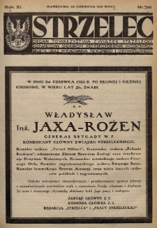 Strzelec : organ Towarzystwa Związek Strzelecki poświęcony sprawom przysposobienia wojskowego, sportu, oraz wychowania fizycznego i obywatelskiego. R.11 (1931), nr 26