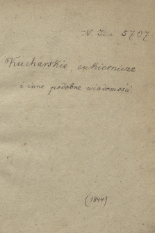 „Kucharskie, cukiernicze i inne podobne wiadomości”