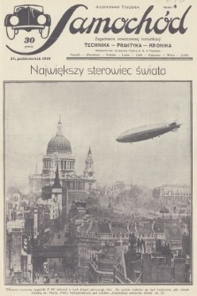 Samochód : ilustrowany tygodnik : zagadnienia nowoczesnej komunikacji : technika, praktyka, kronika. [R.2], 1929, nr 4