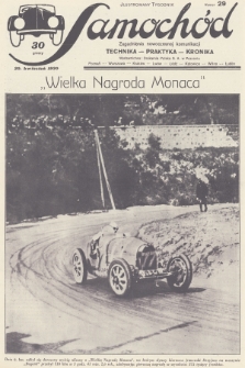 Samochód : ilustrowany tygodnik : zagadnienia nowoczesnej komunikacji : technika, praktyka, kronika. [R.2], 1930, nr 29