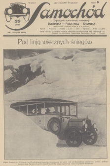 Samochód : ilustrowany tygodnik : zagadnienia nowoczesnej komunikacji : technika, praktyka, kronika. R.3, 1930, nr 9