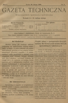 Gazeta Techniczna : dwutygodnik społeczno-techniczny. R.1, 1898, nr 3