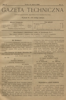 Gazeta Techniczna : dwutygodnik społeczno-techniczny. R.1, 1898, nr 4