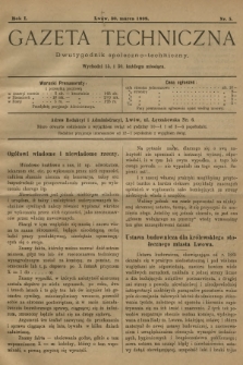 Gazeta Techniczna : dwutygodnik społeczno-techniczny. R.1, 1898, nr 5