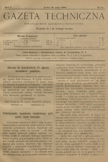 Gazeta Techniczna : dwutygodnik społeczno-techniczny. R.1, 1898, nr 8