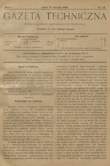 Gazeta Techniczna : dwutygodnik społeczno-techniczny. R.1, 1898, nr 14