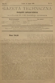 Gazeta Techniczna : dwutygodnik społeczno-techniczny. R.2, 1899, nr 9