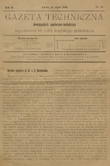 Gazeta Techniczna : dwutygodnik społeczno-techniczny. R.2, 1899, nr 13