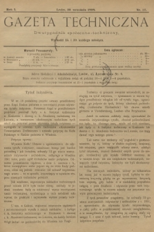 Gazeta Techniczna : dwutygodnik społeczno-techniczny. R.1, 1898, nr 17