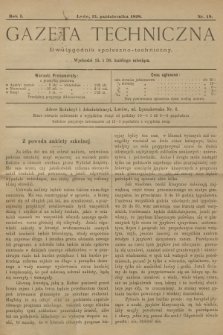 Gazeta Techniczna : dwutygodnik społeczno-techniczny. R.1, 1898, nr 18