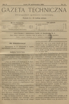 Gazeta Techniczna : dwutygodnik społeczno-techniczny. R.1, 1898, nr 19